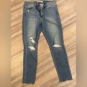 Joe’s High Rise Skinny Ankle Distressed Jeans